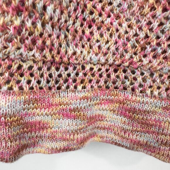 Christopher & Banks Open Knit Hooded Sweater Womens XL Cotton Beach Boho Rainbow - Picture 10 of 16